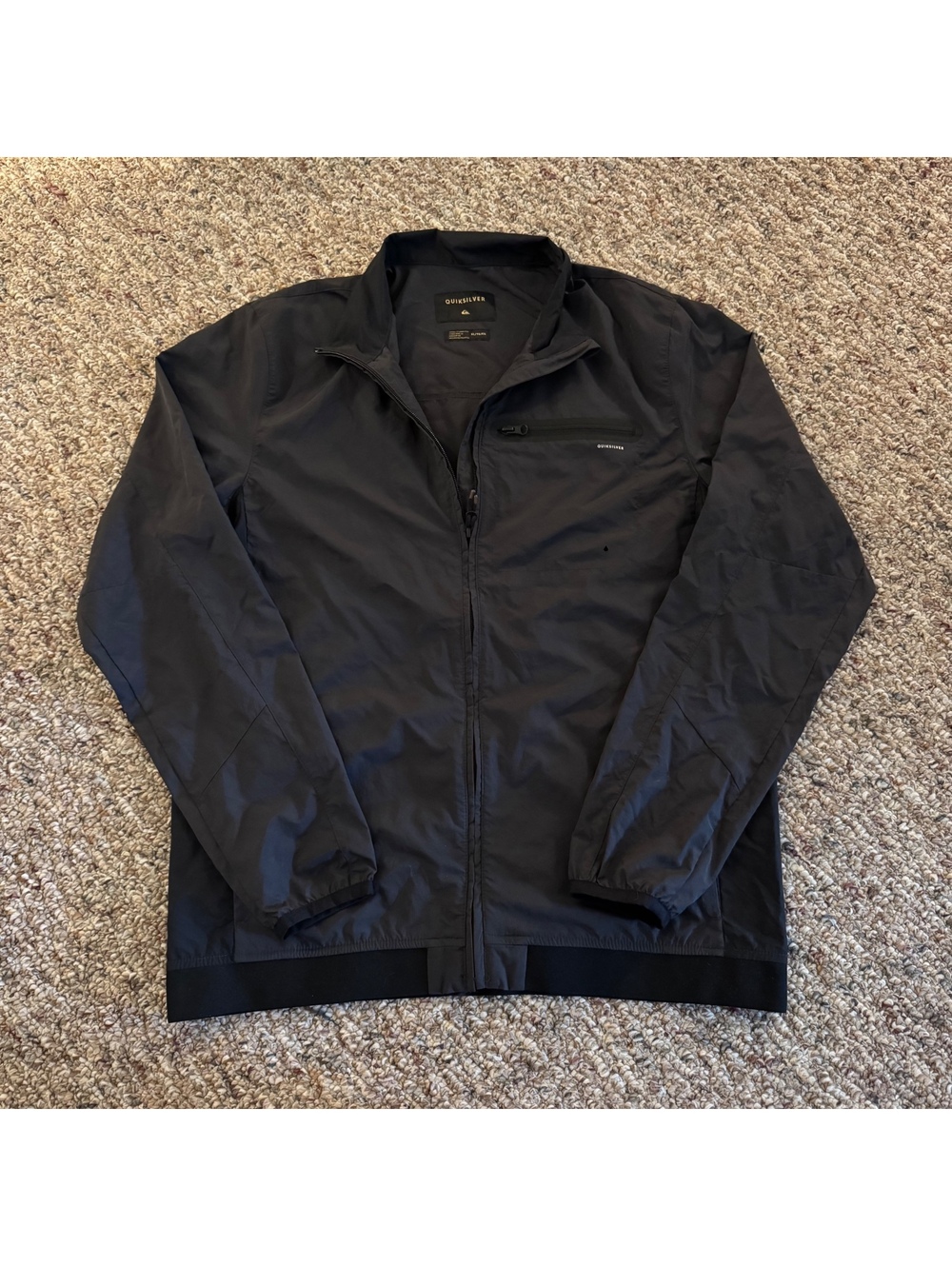 Quiksilver Men’s Full Zip Up Windbreaker Jacket Black Size Extra Large